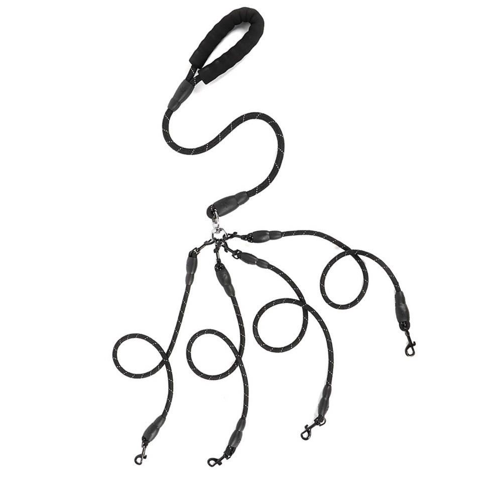 Detachable Nylon Dog Leash Reflective Durable Double Dog Leash Flexible Adjustable Anti-Pull Leash Daily Travel чёрный