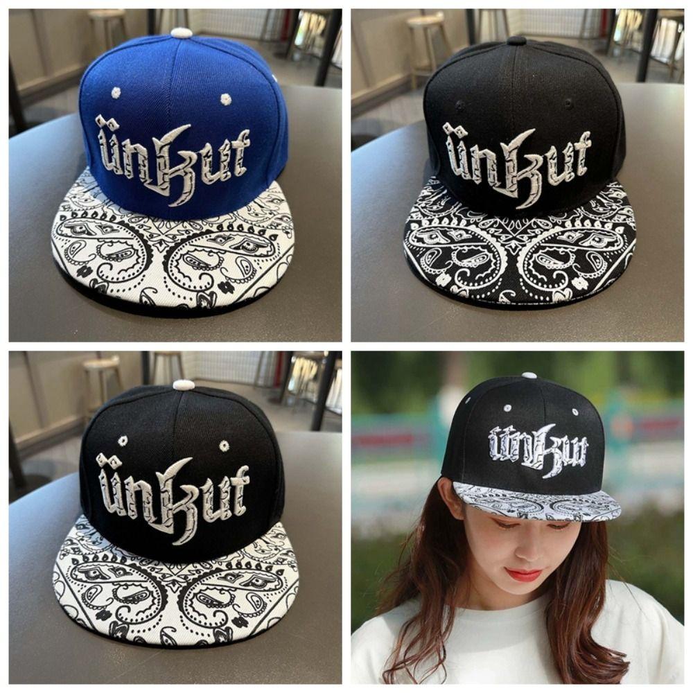 Adjustable Letter Embroidery Flat Brim Hat Sunscreen Street Style Baseball Cap Outdoor