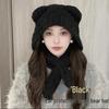 Korean-Style Bear Ear Knitted Wool Hat: Face-Slimming, Ear and Neck Protection for Women, Autumn/Winter, Large Head Circumference Beanie