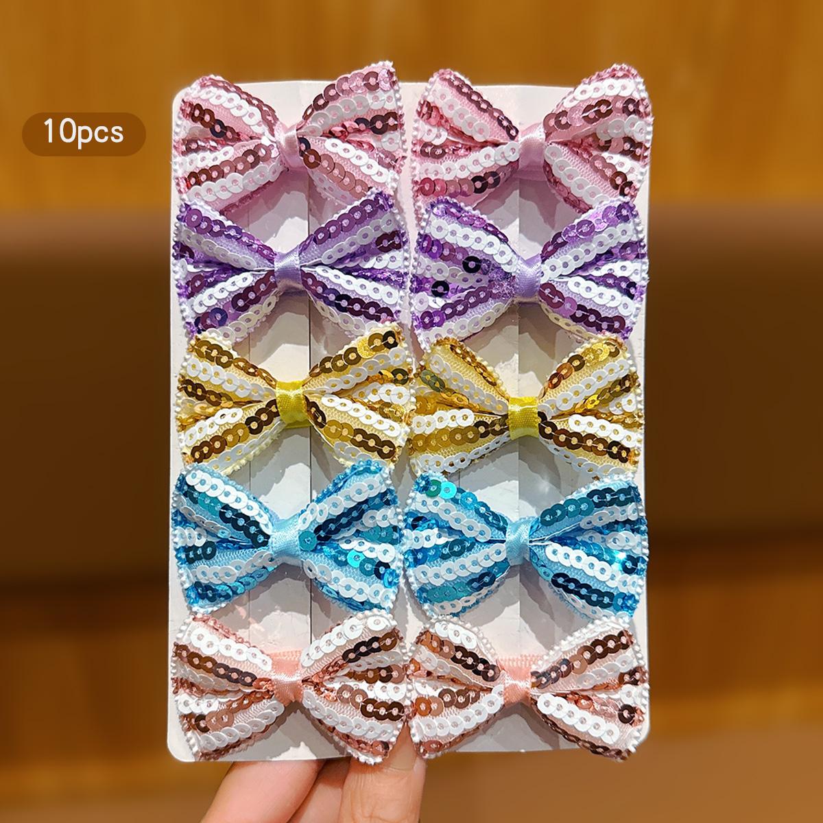 

10 colorful striped bow hair clips suitable for daily hair accessories