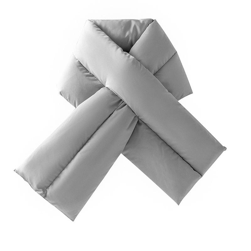 Winter warm cross scarf women's thickened scarf men's outdoor cold-proof fashion solid color windproof down scarf