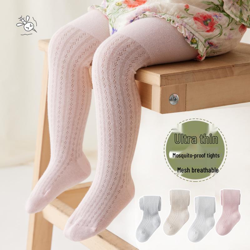 Spring & Summer Baby Girls' Breathable Mesh Four-Leaf Clover Anti-Mosquito Tights