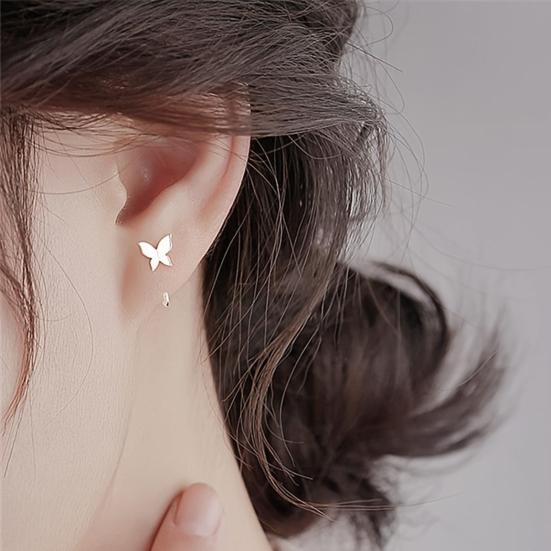 1 Pair Women Earrings, Butterfly Design Circle Shape Earrings, Open-Type Easy Wear for Daily Commuting Dating