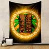 Tiki Totems with Palm Trees and Tribal Design Patterned tapestry home decor, suitable for bedroom and living room, gift