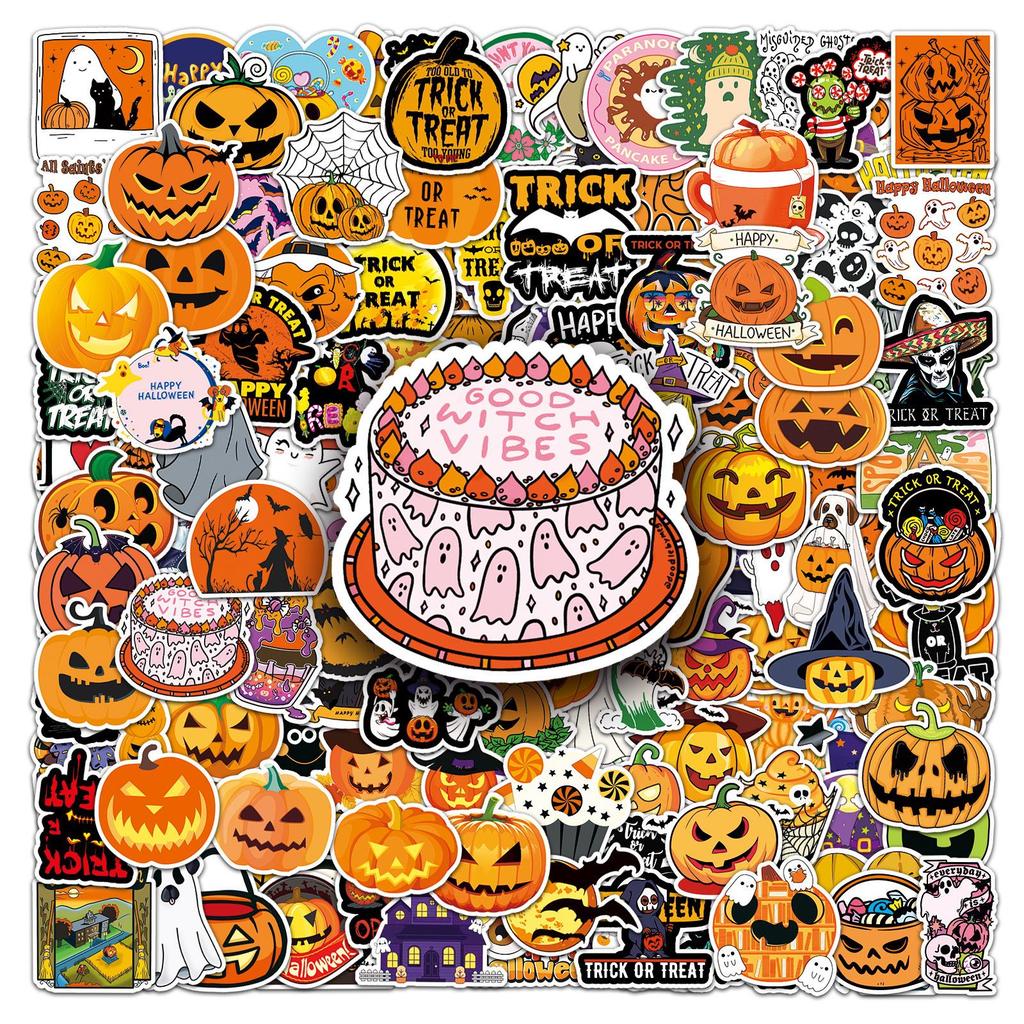 200 Halloween Journal Stickers: Ghost, Pumpkin, and Graffiti Designs for Suitcase & Laptop. Waterproof & Scary.