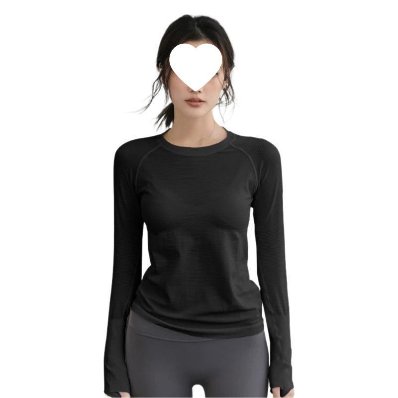 Women s Autumn/Winter Slim Fit High Elastic Round Neck Long Sleeve Quick-Dry Yoga and Running Fitness Top S