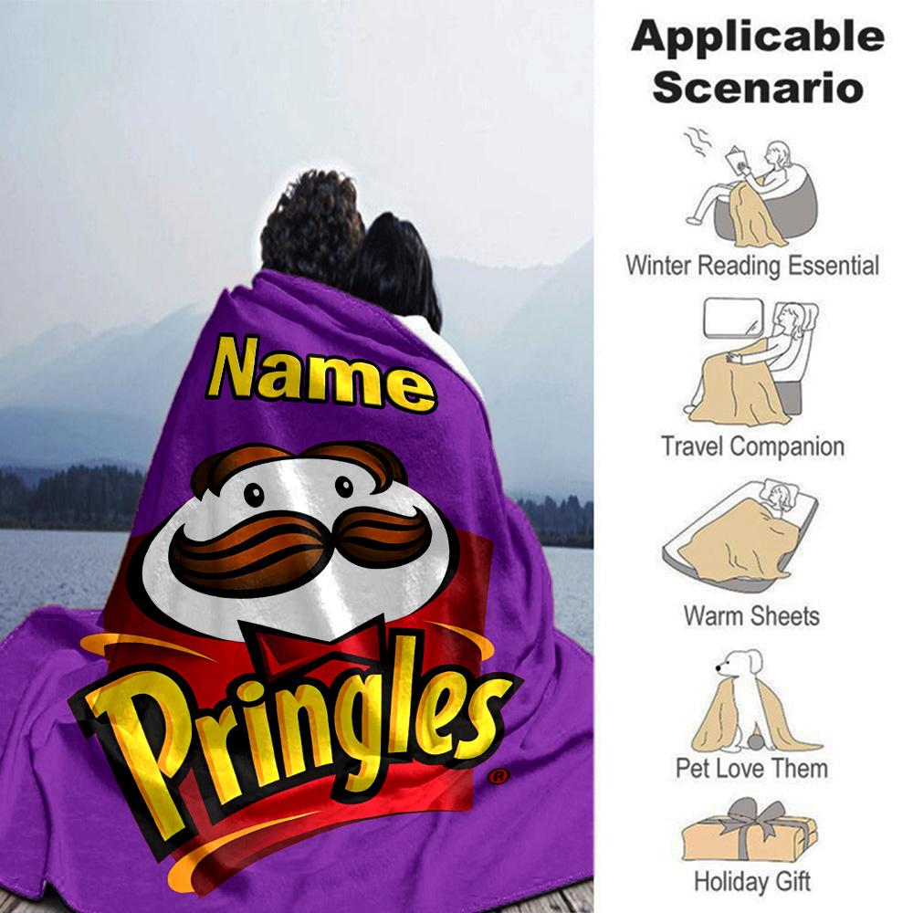 Customiz Name Personality Pringles Blanket Soft &Warm Sofa Office Bed Travel Lunch Break Blanket, Gift Suitable All Seasons