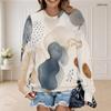 Women Plus Size Round Neck Long Sleeve Abstract Printed Casual Pullover Sweatshirt