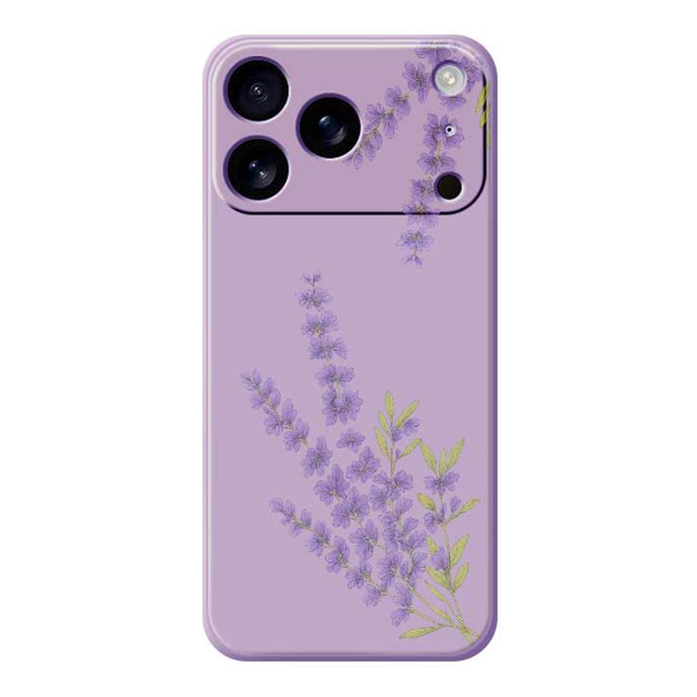 

For iPhone 17 Pro Max Case Lavender Pattern Printing Straight Edge TPU Phone Back Cover Purple