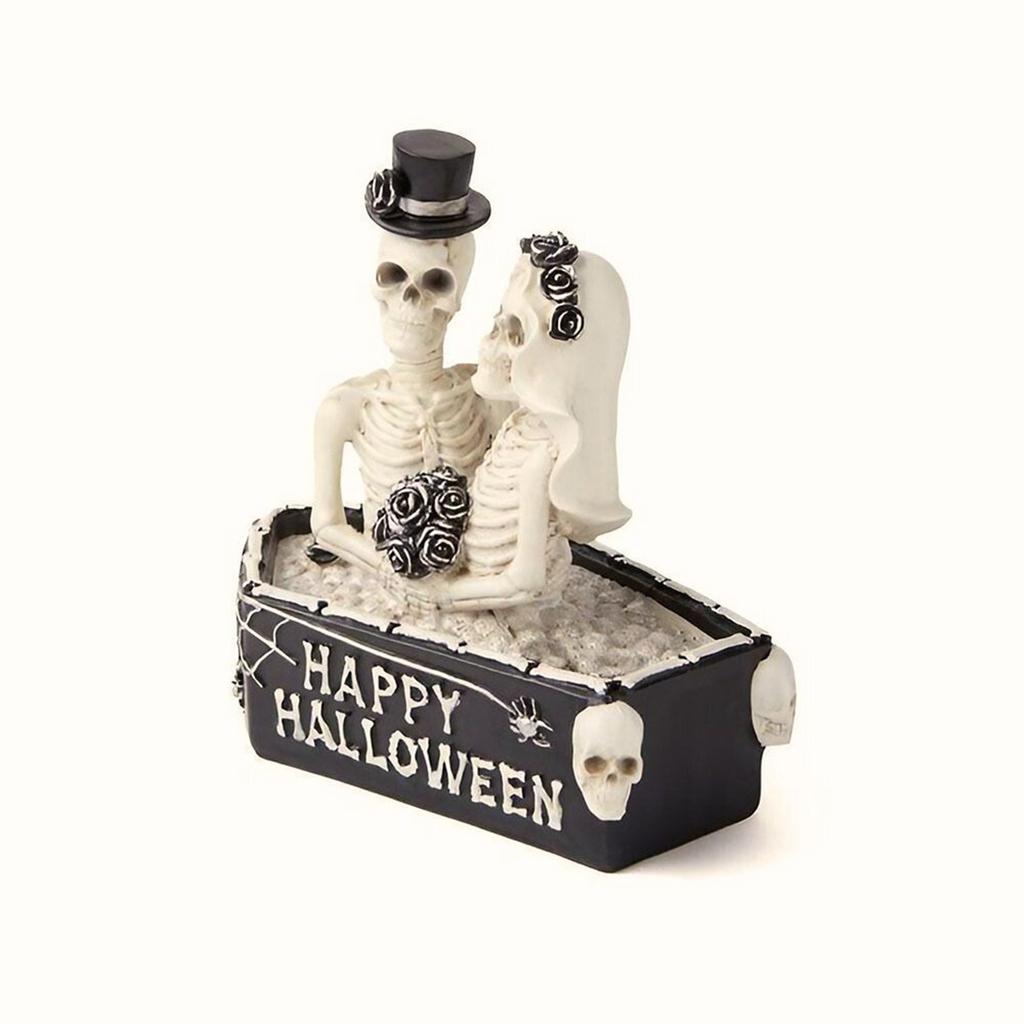 Coffin Skeleton Couple Home Furnishings Gothic Decoration Resin Crafts Funny Atmosphere