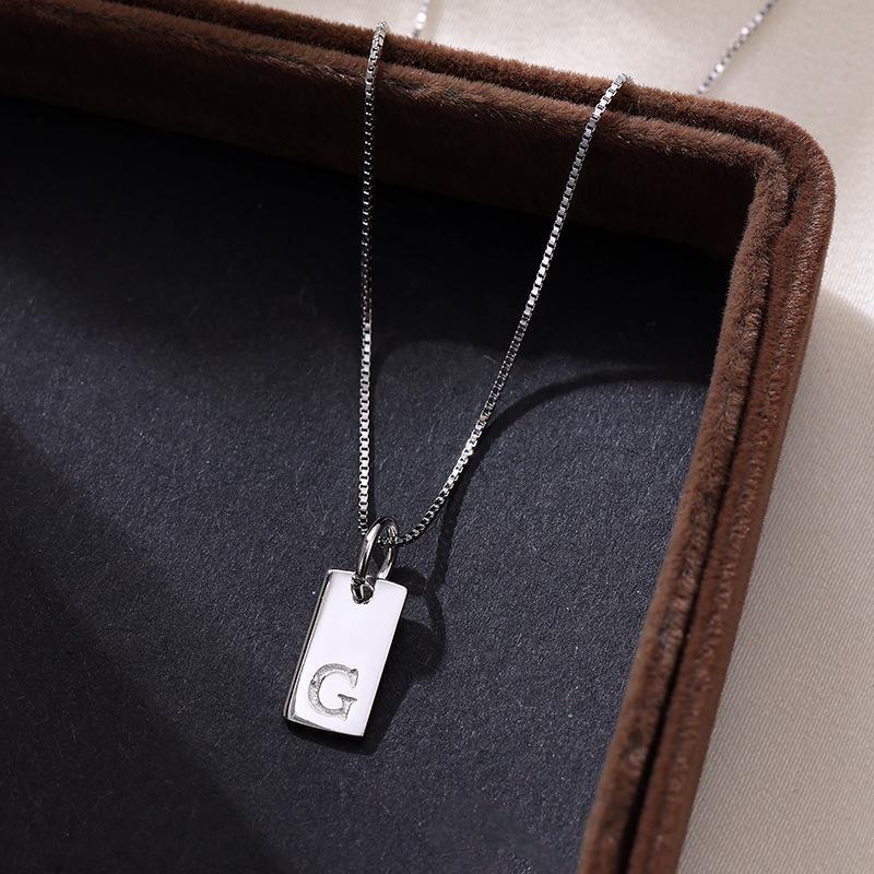 Banyan Tree Sterling Silver Square Letter Pendant Necklace