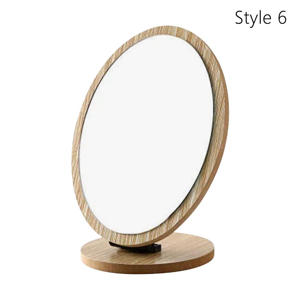 Simple Wooden Vanity Mirror Single Sided Folding Design Makeup Mirror Rotating HD Desktop Mirror Design Perfect for Home