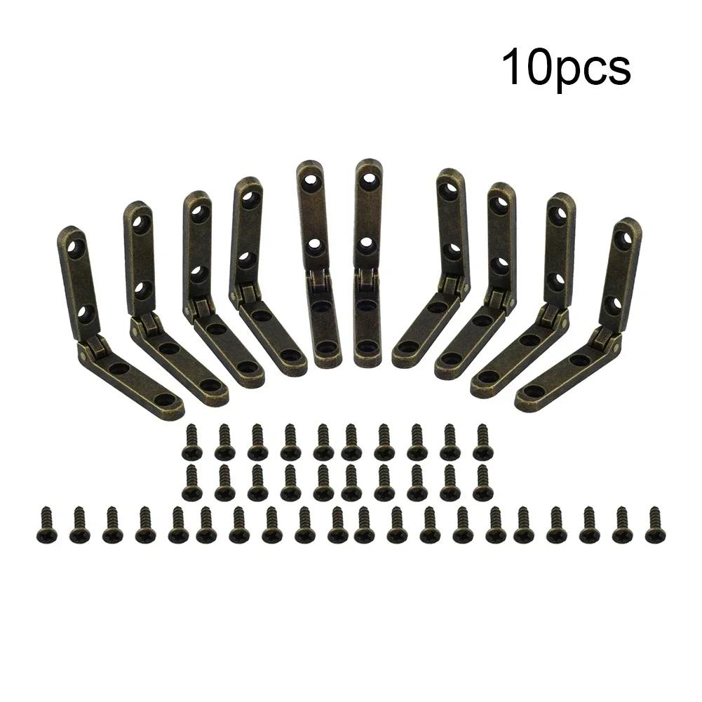 

10 шт. складных опорных петель на 90° из цинкового сплава с пружиной для деревянной шкатулки для ювелирных изделий, самоблокирующиеся петли, фурнитура, аксессуары бронзовый