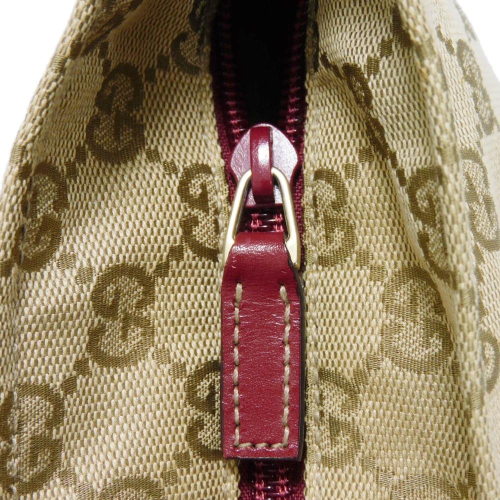 Used 9539 Web Stripe Tote 131230 7924 Logo Embossed Leather Patch Double G Red GG Canvas Beige Unisex from Japan