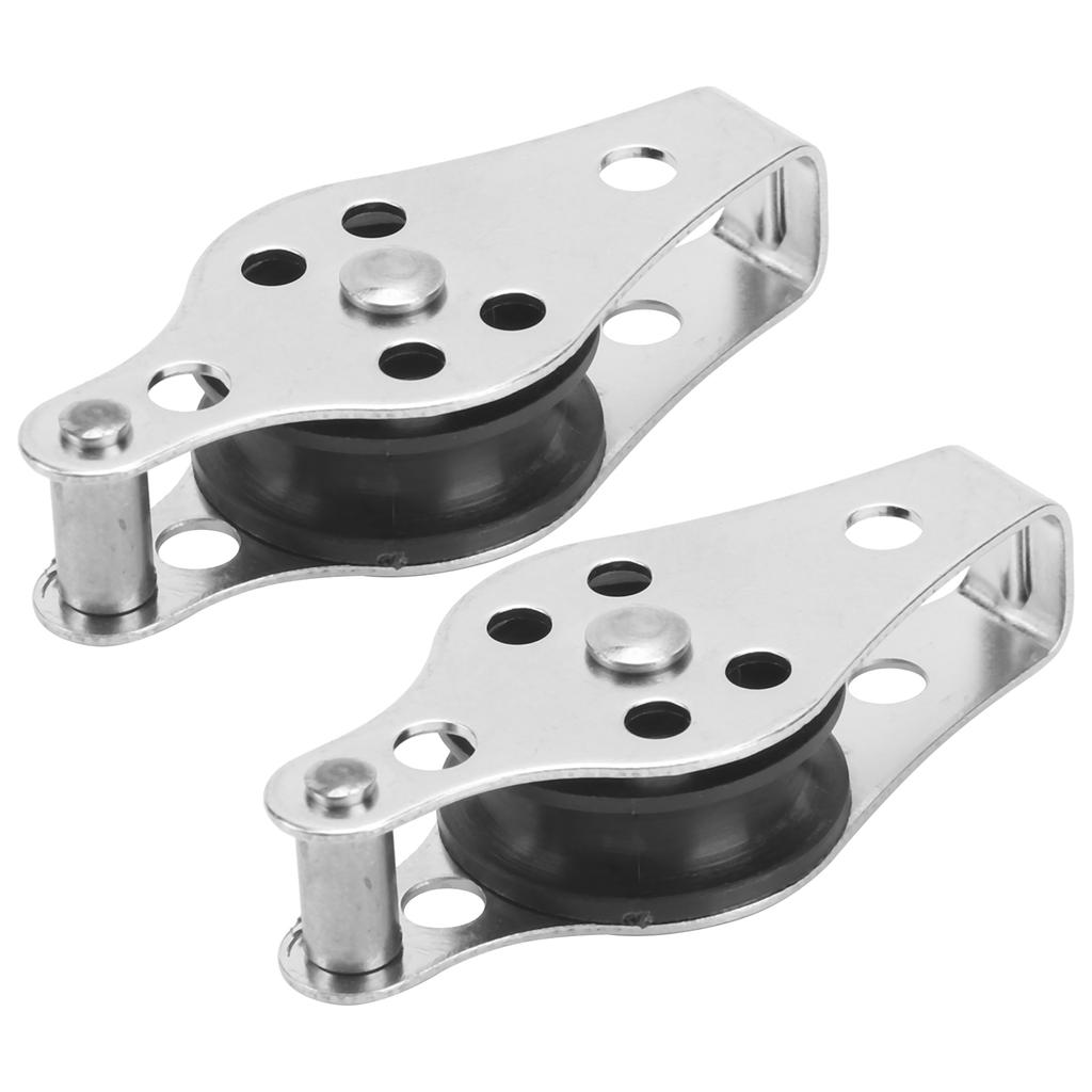 2pcs Pulley Block with Nylon Sheave Stainless Steel Rope Pulley Nylon Blocks for Kayak Boat