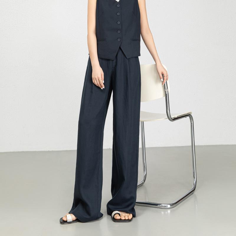 Tencel Linen Wide-leg Pants Women's Summer Thin Loose Linen Pants Old Money Wind Thin Casual Trousers Mopping the Floor