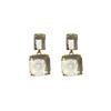 Retro Hong Kong Style High-end Transparent Gemstone Geometric Earrings