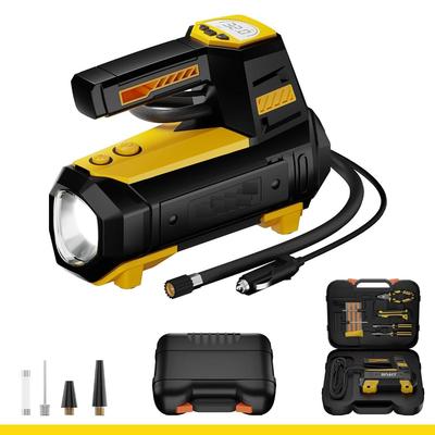 Digitální hustič pneumatik Turbo Port 200 a sada na opravu defektů pro automobily s DC12V, 22mm válec, výkon 120 wattů, až 150 PSI, LED světlo, automatické vypnutí