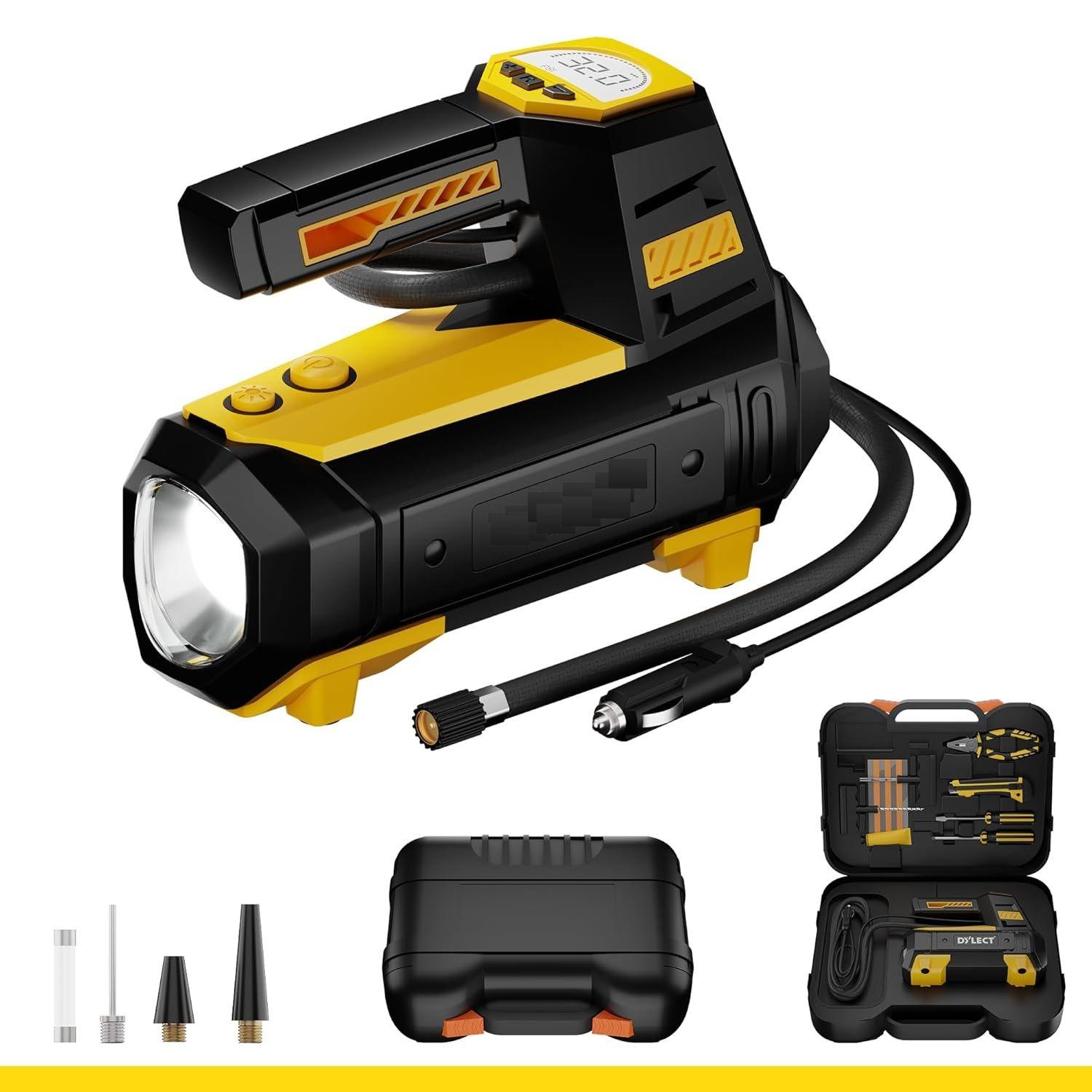 

Цифровой насос Turbo Port 200 и набор для ремонта проколов для автомобилей с питанием от DC12V, цилиндр 22 мм, мощность 120 Вт, до 150 PSI, светодиодная подсветка, автоматическое отключение