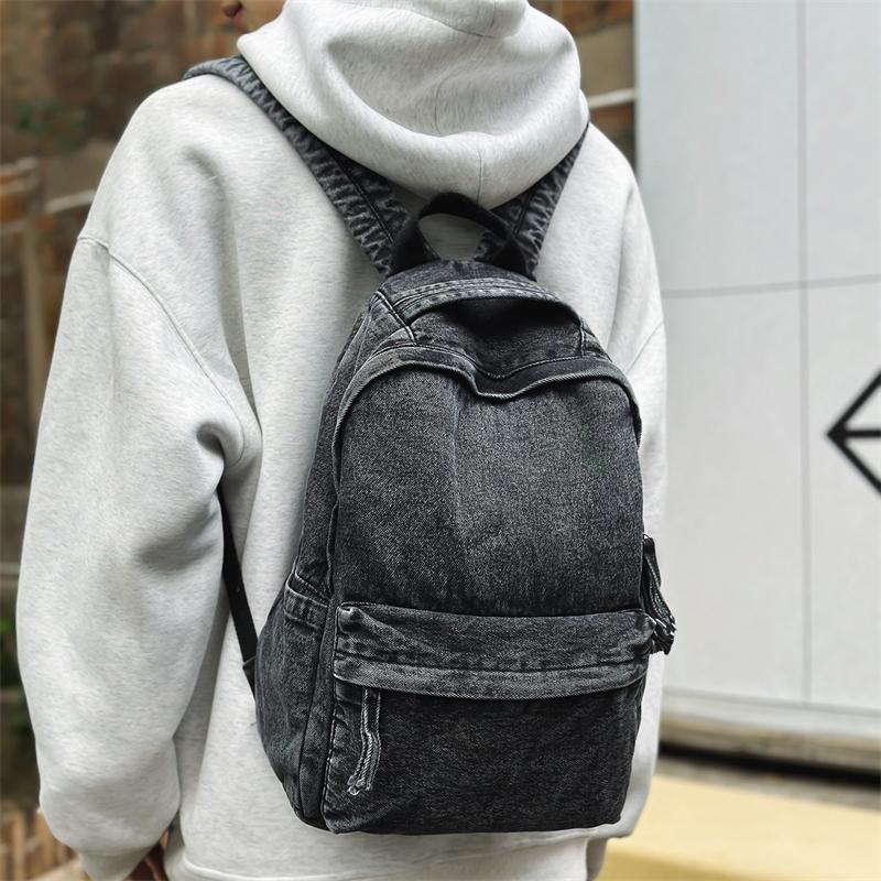 Retro džínový batoh s velkou kapacitou studentská školní taška