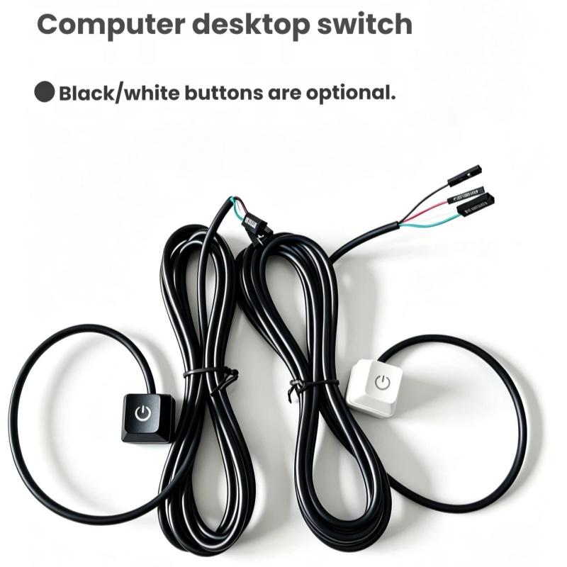 Desk ON/OFF Power Switch for Desktop Computer RGB Backlight Mechanical Shaft Key External Remote Start PC Mainboard Reset Button