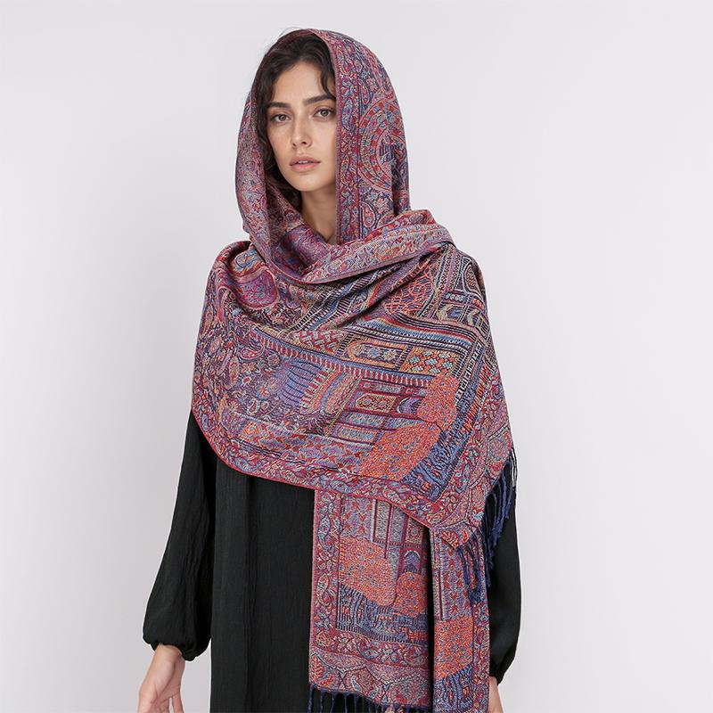 Winter Women Bufanda Jacquard Scarf  Printed Coquette Fashion Silky Long Shawl Ethnic Fringed Travel Scarves