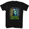2026 Blauer Roboter-Krieger Charakter-Gitter-Hintergrund Grünes Buchstabenmuster Geeignet für Männer und Frauen Kurzarm-T-Shirt