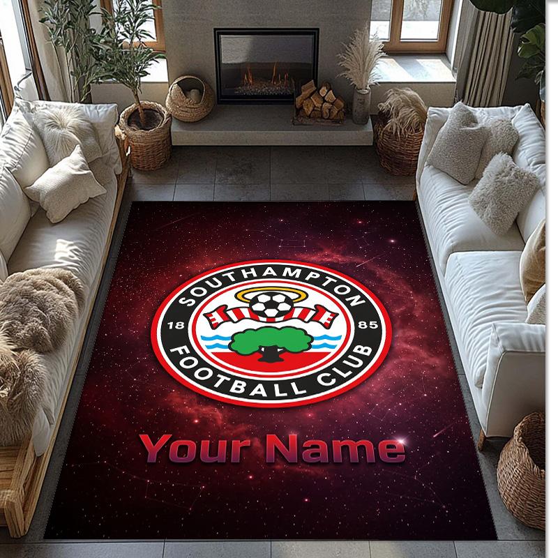 Southampton FC Printed Crystal Velvet Rug Non‑Slip Crystal Velvet Carpet For Sofa Bedroom Indoor Home Decoration