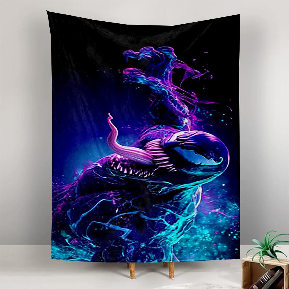 Venom Neon Purple Blue Wall Hanging Tapestry for Dorm Room Bedroom Bohemian Home Decor