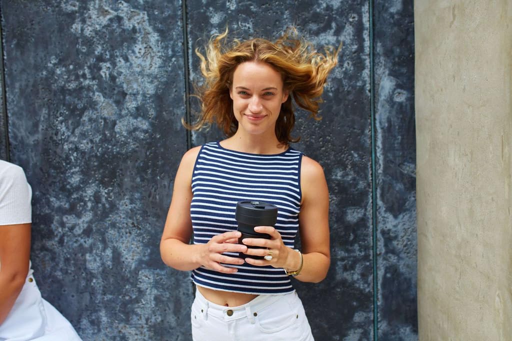 Mind Art Stojo Foldable Tumbler, Biggie, 355ml, 90mm Diameter x 127mm High, Carbon Fiber