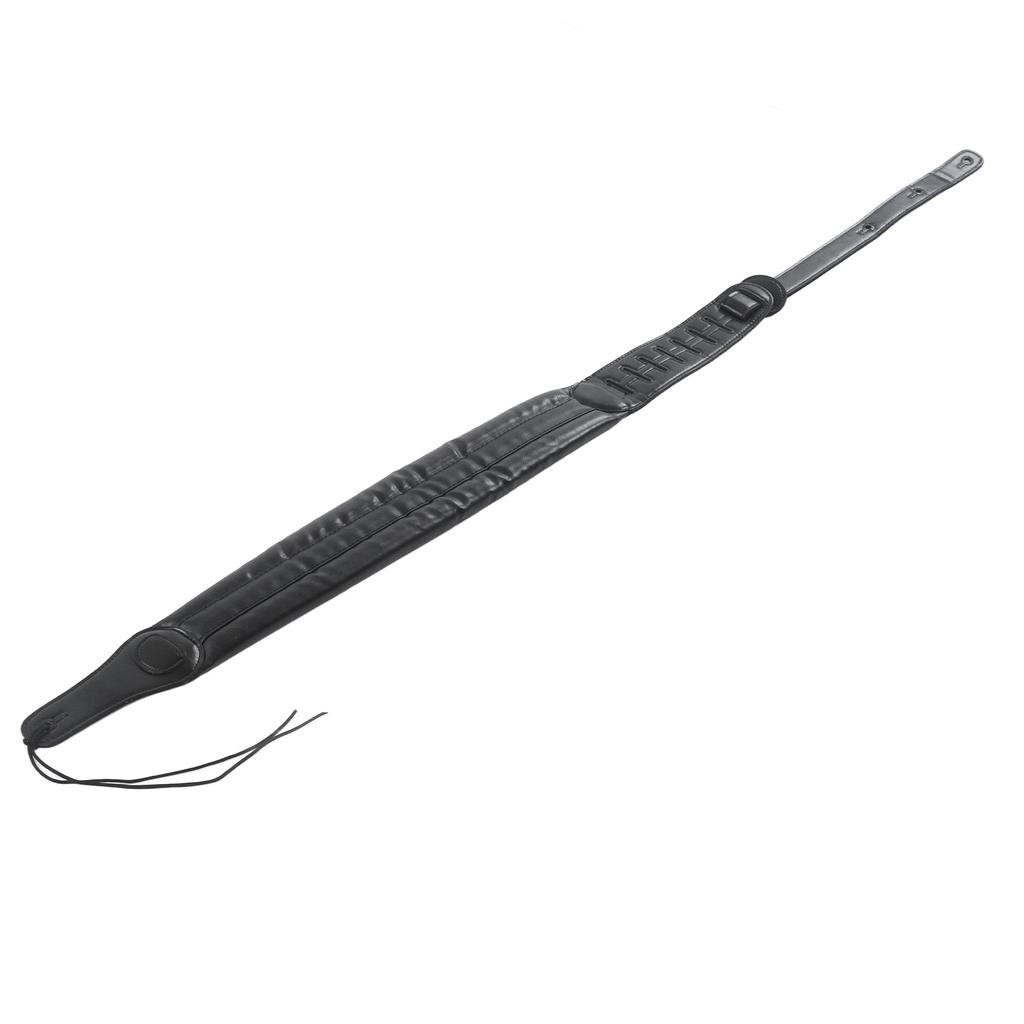 Guitar Strap Leather Adjustable Shoulder Belt Instrument Accessory for Bass Black