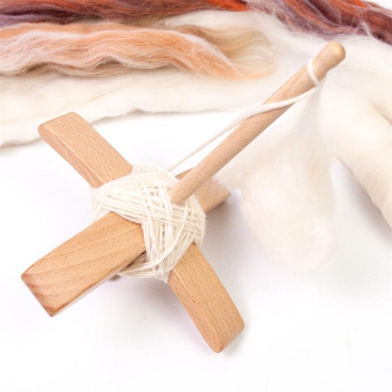 Crosses-Shaped Wooden Turkish Spindle Drop Spindle Crocheting Spinner Tool Sewing Accessories for Yarn Weaving Wool