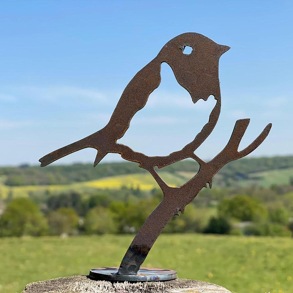 2 Stück Vogelförmige Kunst-Silhouette-Dekoration, Metall-Silhouette-Kunst, Hofdekoration
