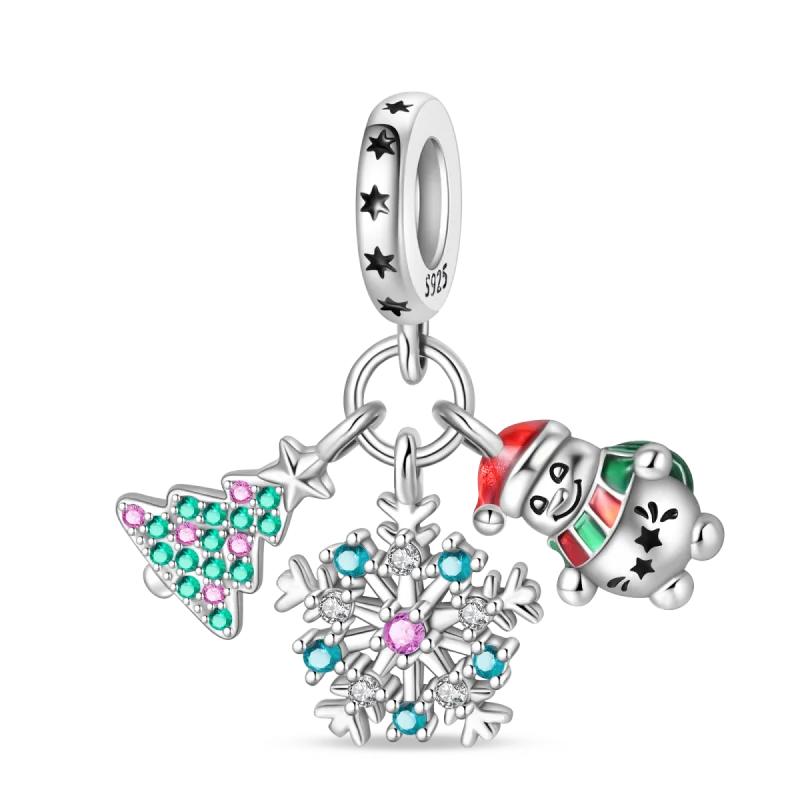Christmas Charms Copper Christmas Tree Santa Claus Ice Boot Snowflake Pendant Beads Fit Bracelet Diy Jewelry