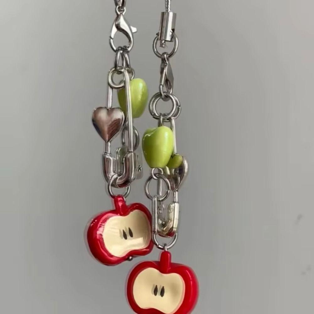 Crystal Beaded Elegant Phone Charm Anti Loss Rope Fruit Pendant Colorful Phone Lanyard  Women Girls