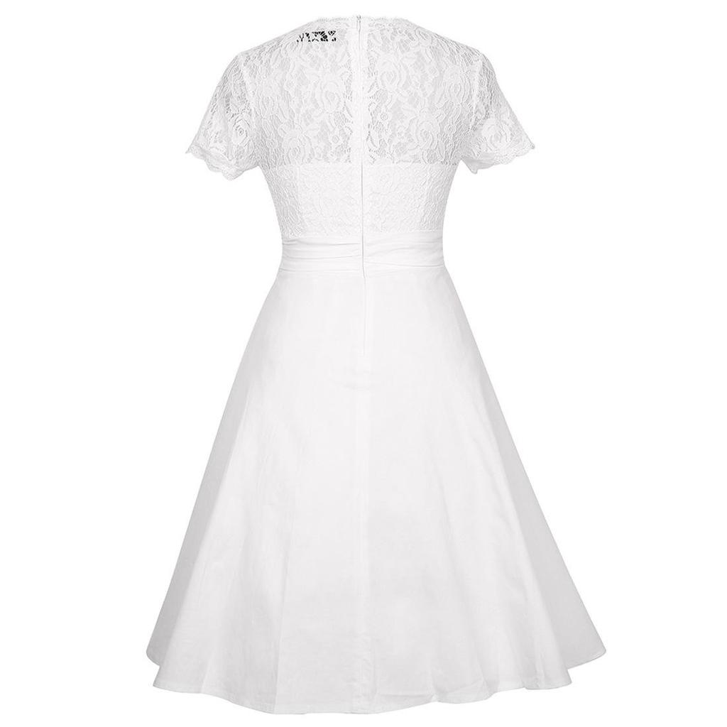 2025 Autumn/Winter V-neck Lace Hollow-out Short-sleeved Evening Party Dress
