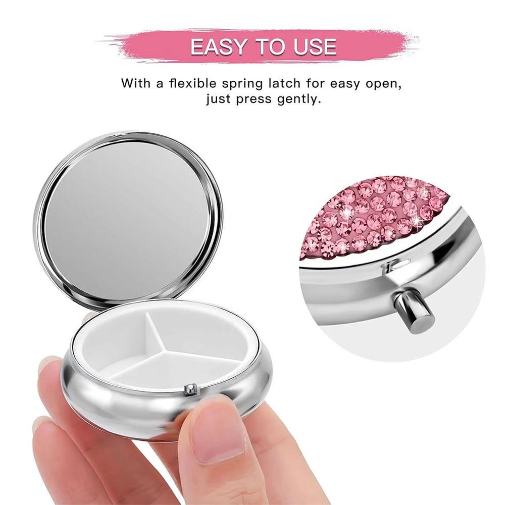Bling Pill Tablet Container Sparkling Rhinestone Pill Storage Box Elegant Pill Case Container Home