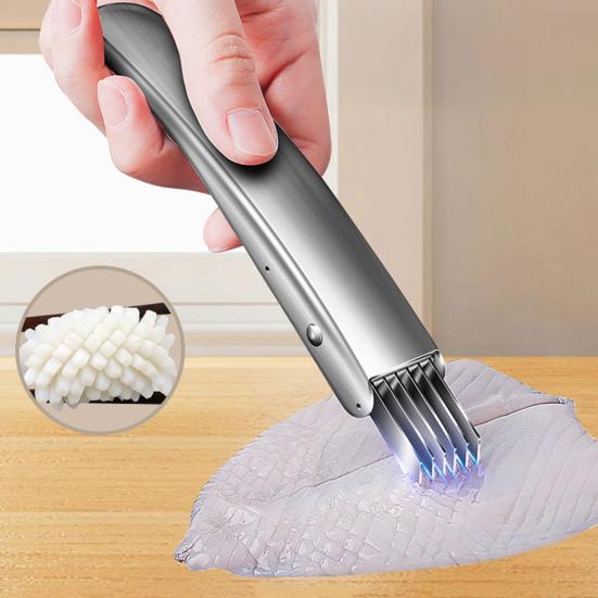 Scallion Cutter Stainless Steel Chopped Green Onion Knife Multi-Blade Herb Cutter Multifunctional Kitchen Shredding Knife for Vegetables Onion Garlic