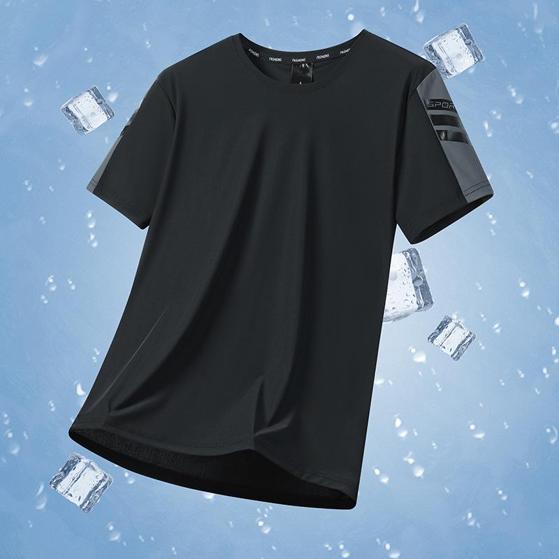 

Ice Silk Quick-drying Men s Short-sleeved Versatile Loose Half-sleeved T-shirt Breathable Men s T-shirt Top 4XL чёрный