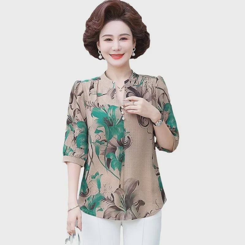 Cămașă de vară la modă pentru femei de vârstă mijlocie, 40-50 de ani