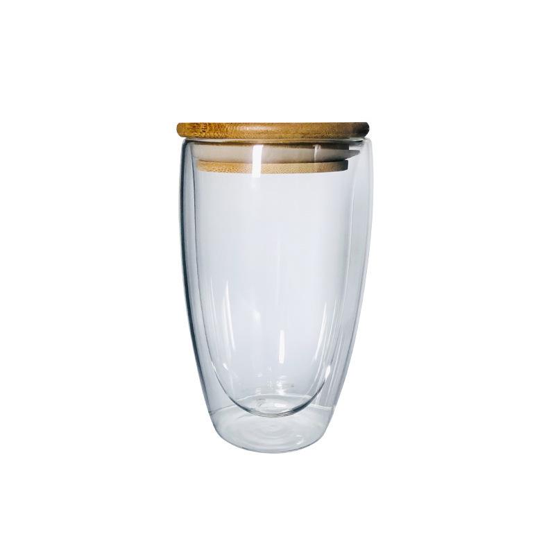 Household Borosilicate Glass Coffee Cup, Water Cup, Juice Cup, Milk Cup, Double-Layer Transparent Glass Egg-Shaped Cup