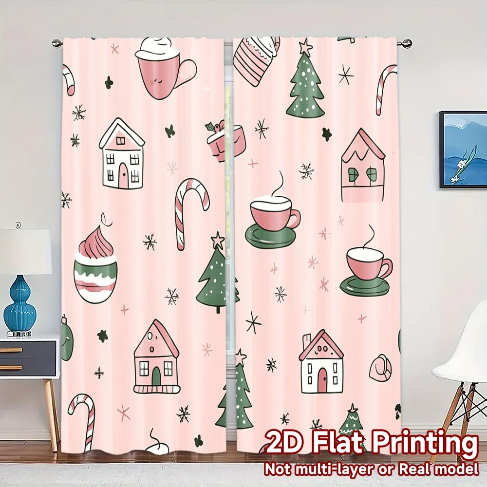 

2pcs,Curtains Cute Christmas Design_a Minimalist Popular Curtains Polyester Curtains All Seasons Perfect for Living Room & 52.50×116.00 CM 2pcs