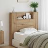 Storage Headboard with LED Artisan Oak Wood Based Material