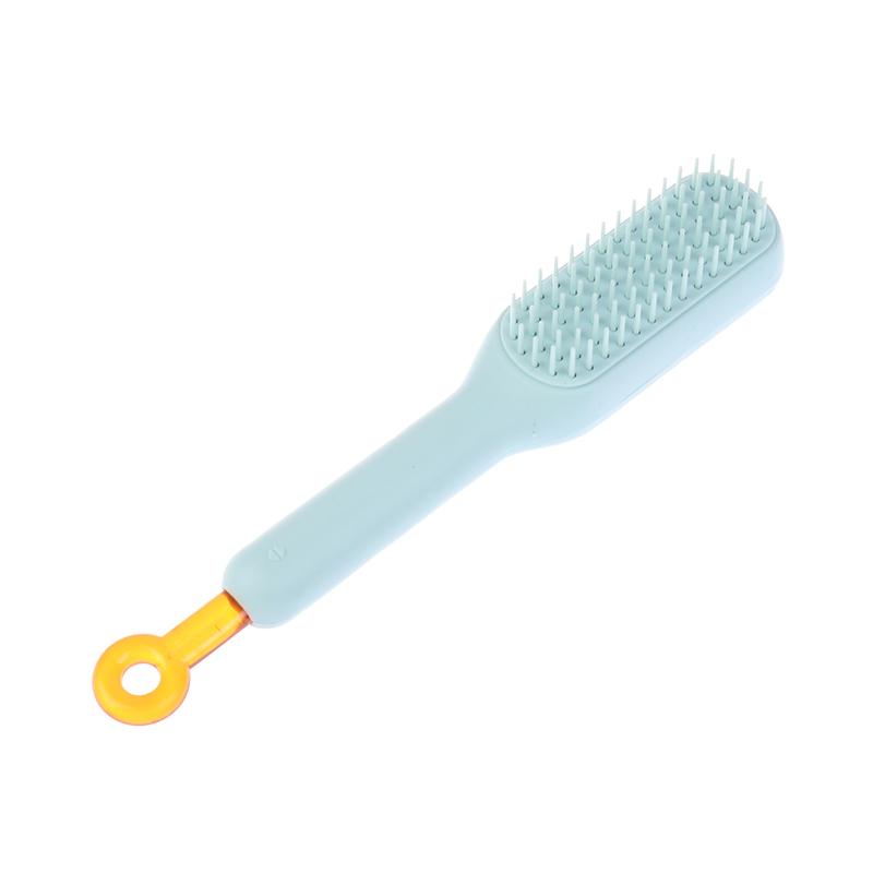 Retractable Comb Self Cleaning Hair Brush Massage Anti-Static Hair Comb Cleaning Hair Smoothing Brush Beauty Hair синий