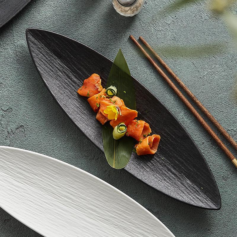 Leaf-Shaped Ceramic Plate Home Use and Commercial Use Pastry Dessert Plate Light Luxury High-Grade