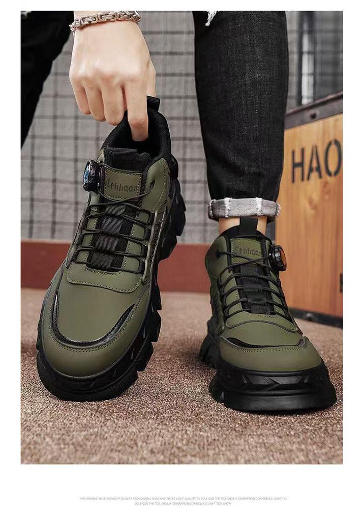2026 Men's High-Top Martin Boots: Trendy, Thick Sole, Height-Increasing, Anti-Slip Casual Sports Shoes for Spring/Autumn.