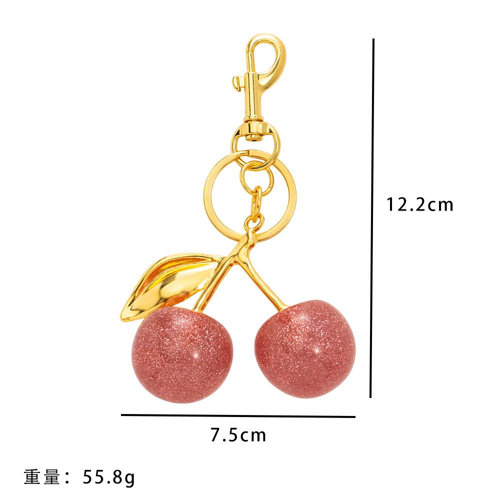 New Personality Trendy Stainless Steel Acrylic Cherry Bag Keychain for Women Cute Summer Handbag DIY Jewelry Accessories No Fade