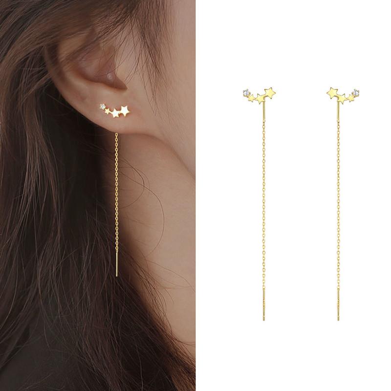 Fashion Long Tassel Ear Line Earrings For Women Korean Temperament Crystal Fish Tail Drop Earrings Girls Daily Party Jewelry