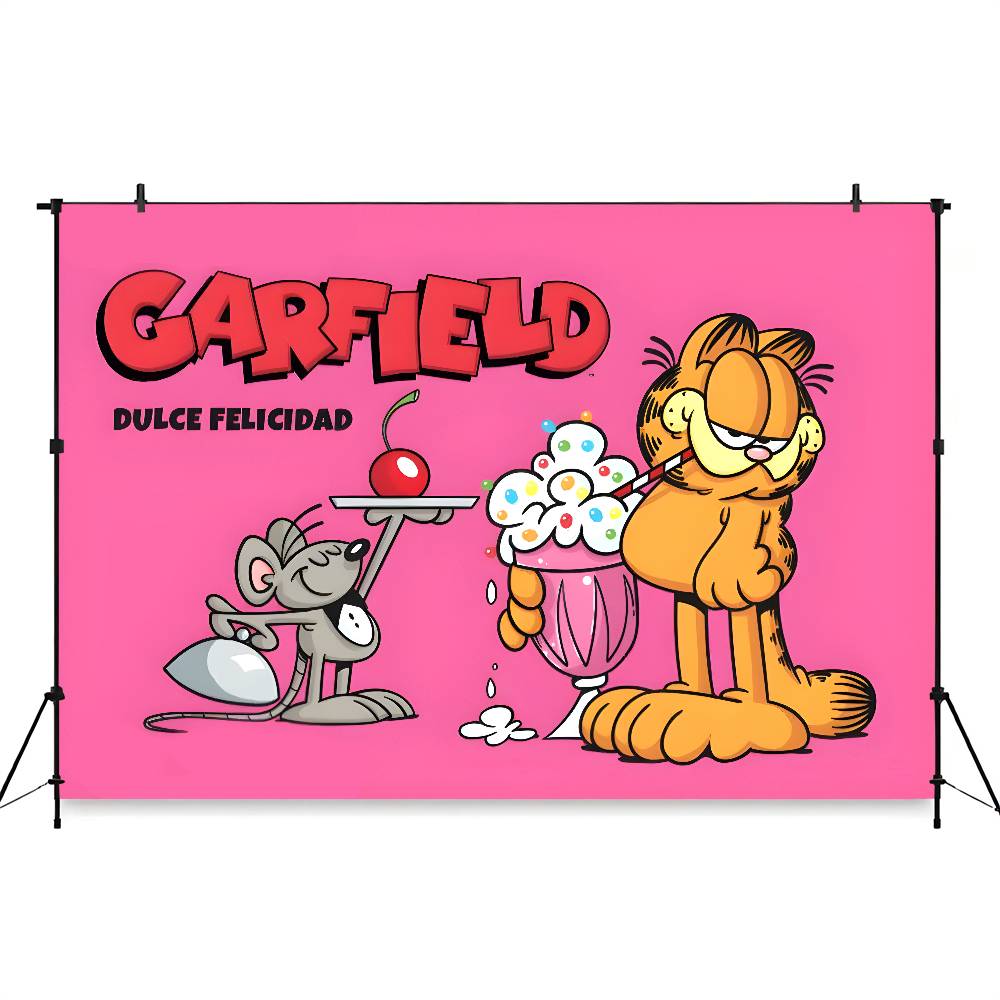 Cute Cat-G-Garfields Backdrop Tropical Summer Photography Background Photobooth Photozone 120x70 cm