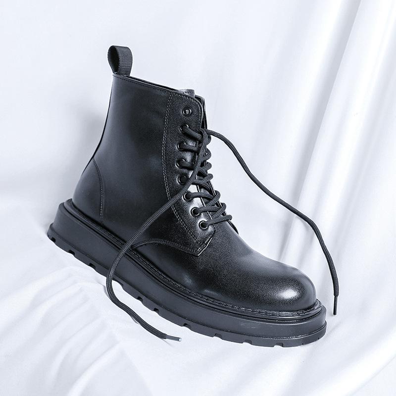 Thick-Soled Rhubarb Boots Martin Boots Men'S Spring And Autumn Kick Can'T Be Rotten Rhubarb Boots Tooling Boots Short Boots 1681-R